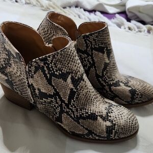 Fergie Snakeskin Pattern Ankle Booties